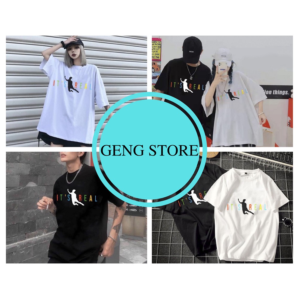 Áo Phông Unisex IT'S REAL Cotton Cao Cấp, Áo Thun Nam Nữ Cộc Tay In Hình 2 Màu