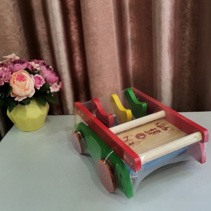 Xe tập đi gỗ 3 con gà hàng chính hãng Em Bé Vàng LOẠI TỐT