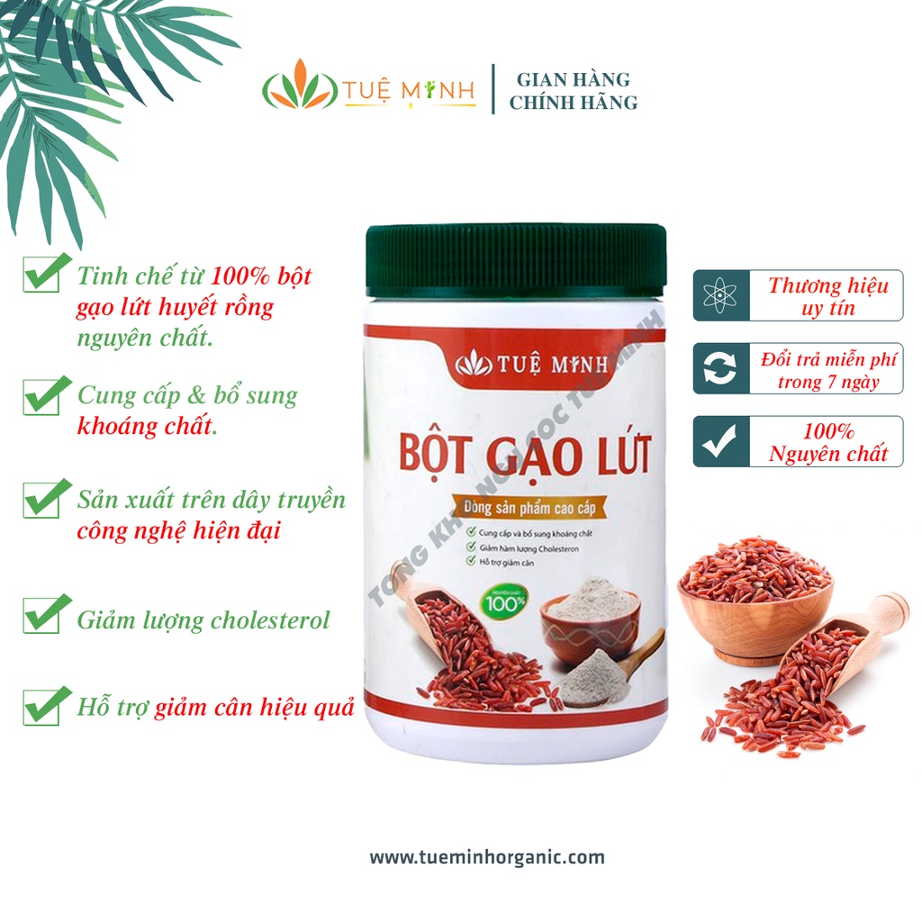 Bột gạo lứt đỏ, gạo lứt huyết rồng Tuệ Minh cao cấp - dành cho người giảm cân, ăn kiêng, tiểu đường (hộp 500gr)