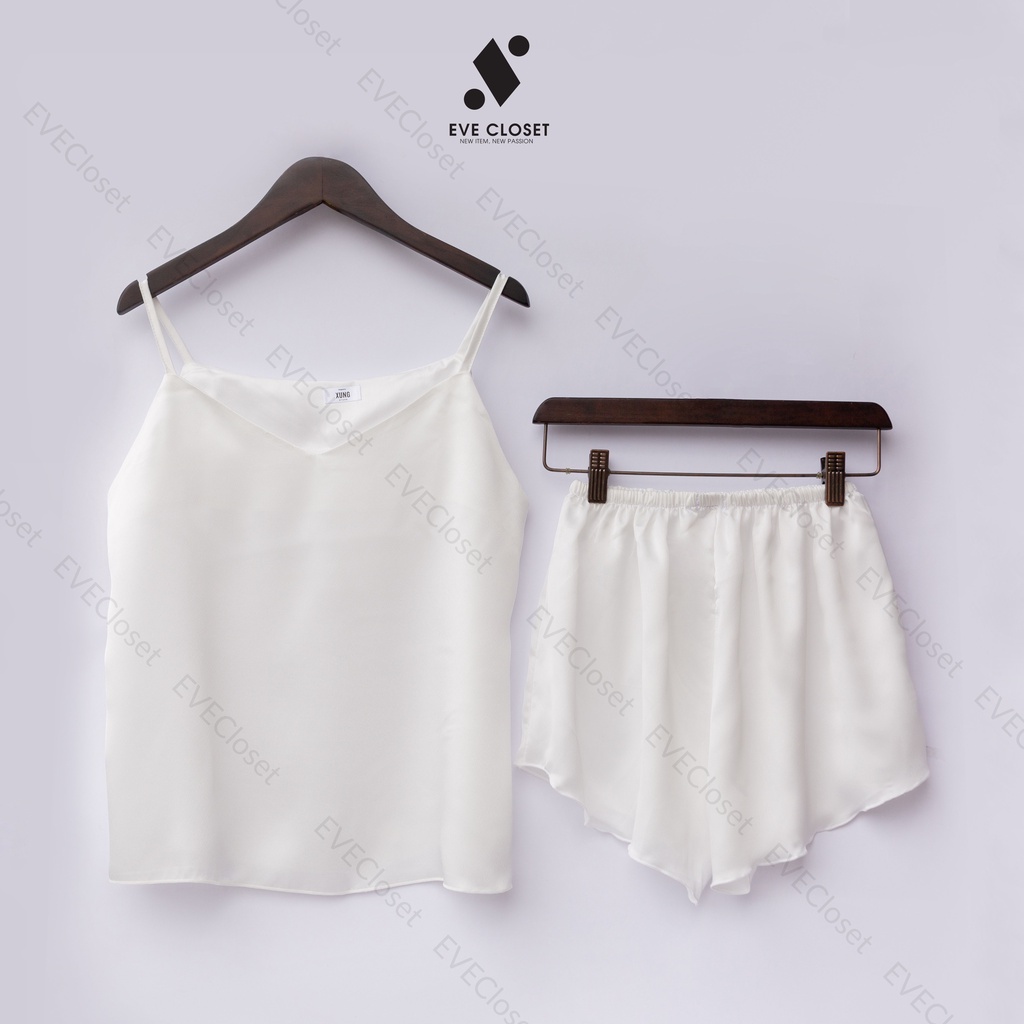 Đồ bộ nữ mặc nhà 2 dây, Đồ bộ lụa quần đùi mềm mát – Hàng thiết kế - EveCloset