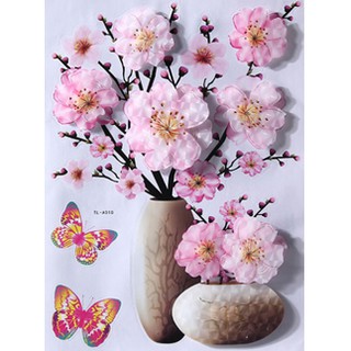 Tranh 3D dán tường  hình hoa nhiều mẫu, có keo dán sẵn