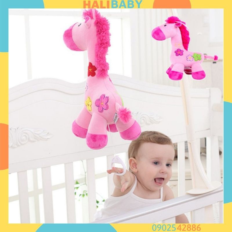 Thú nhồi bông cho bé treo nôi phát nhạc bằng dây cót vải an toàn HALIBABY TB02