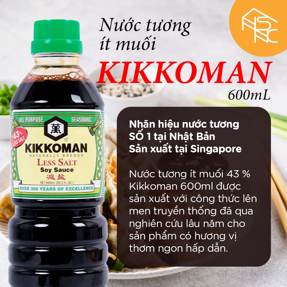Nước tương hiệu Kikkoman 600ml (Loại ít muối - Đặc biệt)