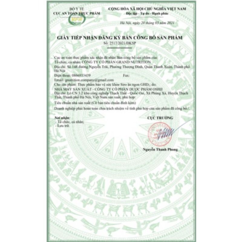 Siro ăn ngon GHD thành phần Colostrum sữa non nhập khẩu Mỹ, yến sào sạch nguyên chất sản phẩm của Grand nutrition