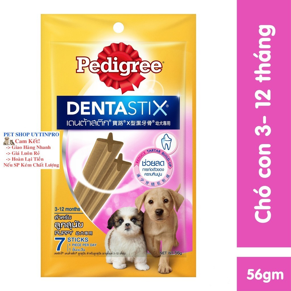 BÁNH XƯƠNG PEDIGREE DENTASTIX PUPPY CHĂM SÓC RĂNG CHO CHÓ CON Gói 56g Xuất xứ Thái Lan