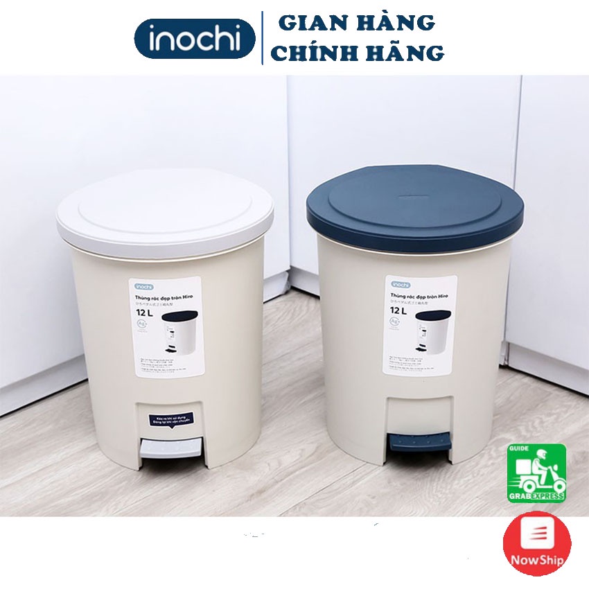 Thùng Rác Đạp Chân Nắp Tròn INOCHI Cao Cấp, Thùng Đựng Rác Văn Phòng, Gia Đình Nắp Tròn 6L 12L