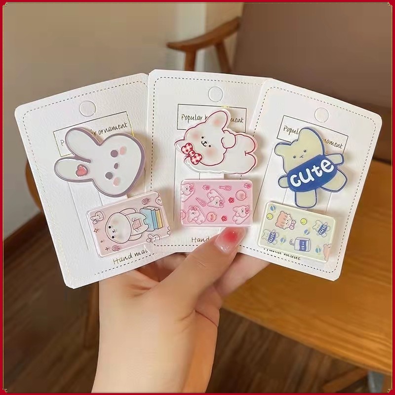 Kẹp Tóc Mỏ Vịt Bằng Acrylic In Họa Tiết Hoạt Hình Dễ Thương Phong Cách Hàn Quốc