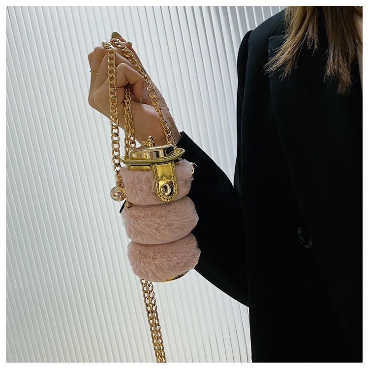 Túi đeo chéo Mini phối lông thời trang 2021 cho nữ