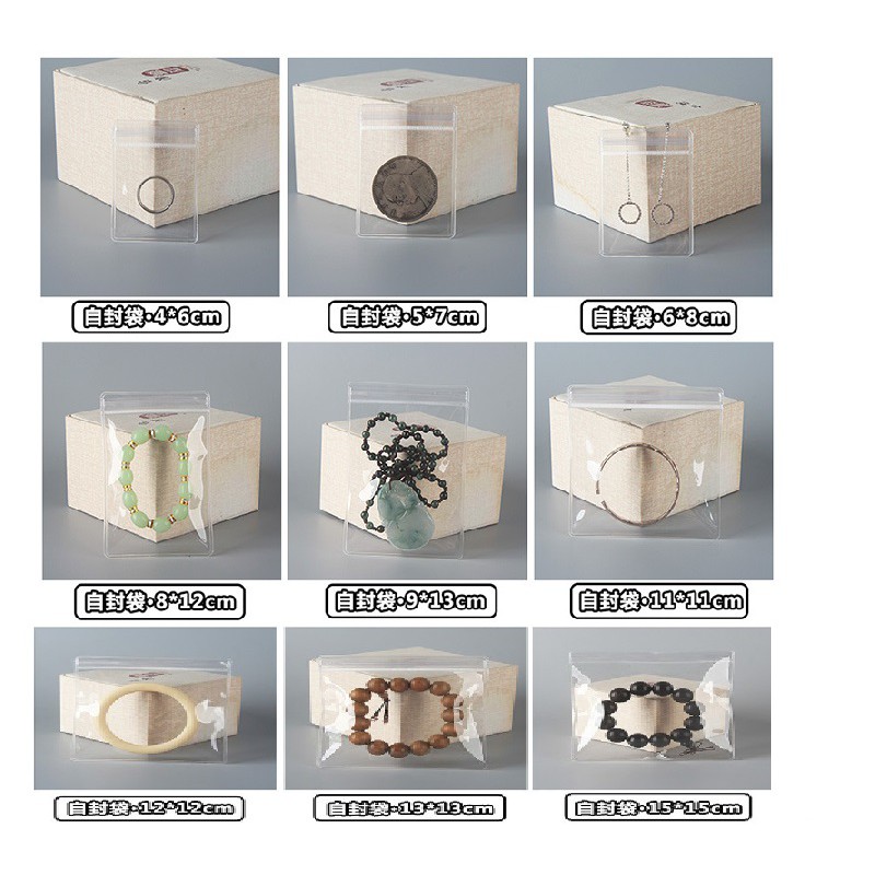 Bộ 100 Túi Zip Nhựa PVC Trong Suốt Chống Bụi Chống Ẩm Đựng Trang Sức