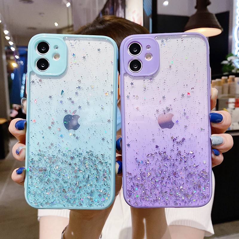 Ốp lưng Samsung A21S A20S A10S A02 Note 20 Ultra J6 J6+ J4 J4+ Plus 2018 Colorful Glitter Gold leaf Skin feel Hard Case Cover