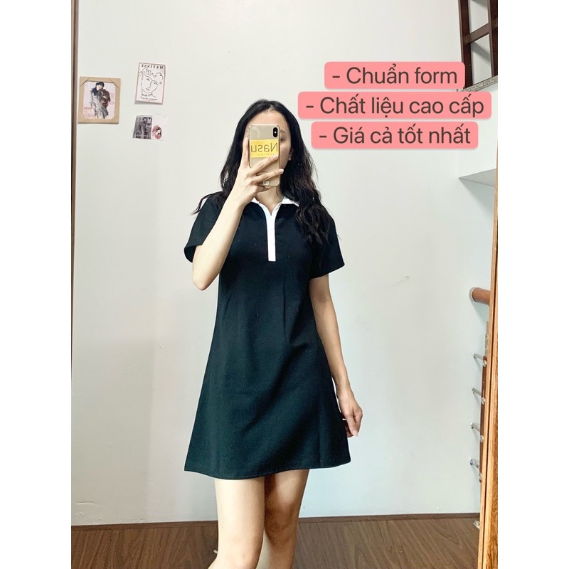 Váy Polo CỔ ĐỨC NASU MAY Đầm Polo Thun Suông Ôm Body Cổ Bẻ Cúc Cài