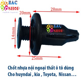 CHỐT NHỰA Ô TÔ, LỞ NHỰA Ô TÔ , VÍT NHỰA Ô TÔ, ỐC NHỰA , ỐC NHỰA NỘI, NGOẠI THẤT MÃ SỐ 1021: BỘ 20 CÁI MÀU ĐEN