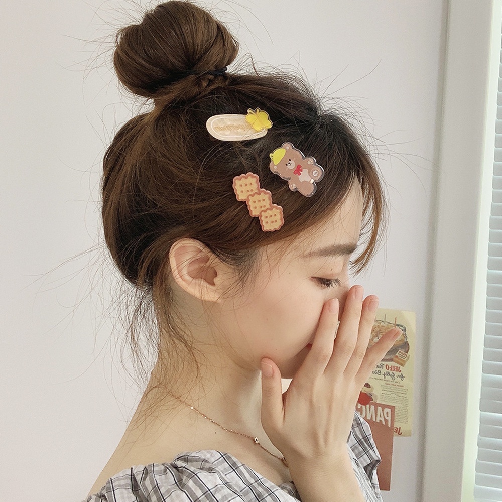Bộ Kẹp Tóc Bằng Acrylic Hình Thỏ / Hoa / Đám Mây Kiểu Hàn Quốc Ngọt Ngào Cho Bé Gái