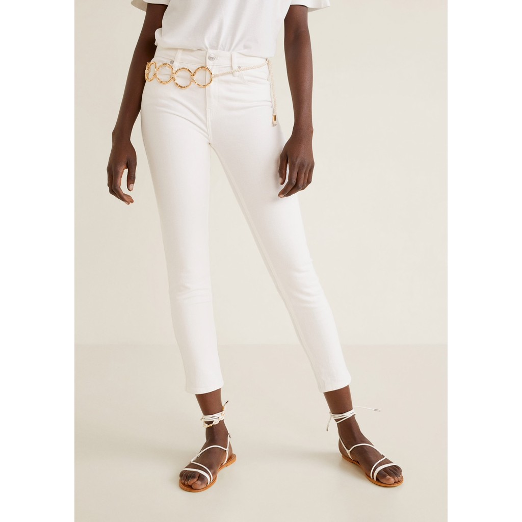 Quần bò jean trắng skinny Mango authentic