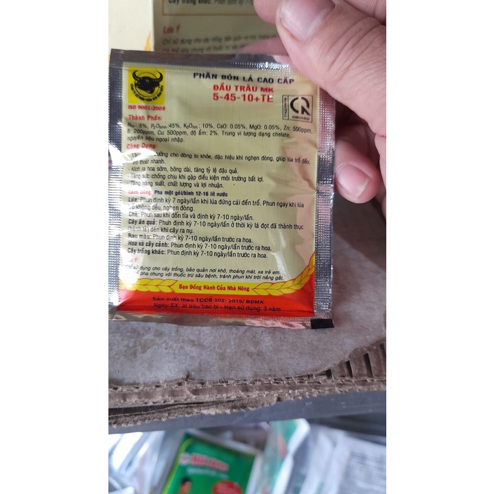 Phân bón lá cao cấp ĐẦU TRÂU MK 5-45-10 RA HOA ĐẬU QUẢ TRỔ THOÁT