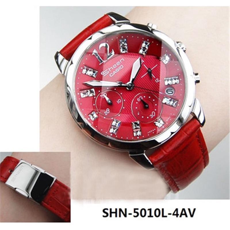 Đồng hồ Casio SHEEN nữ SHN-5010L- 5012LP-5013LP đính kim cương nhân tạo dây thép không gỉ chống nước 50m BH quốc tế 12TH