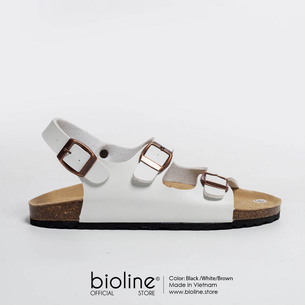 PU02- Dép sandal đế trấu BIRKEN Unisex quai hậu ngang da PU, đế trấu Bioline - Xuất khẩu châu Âu