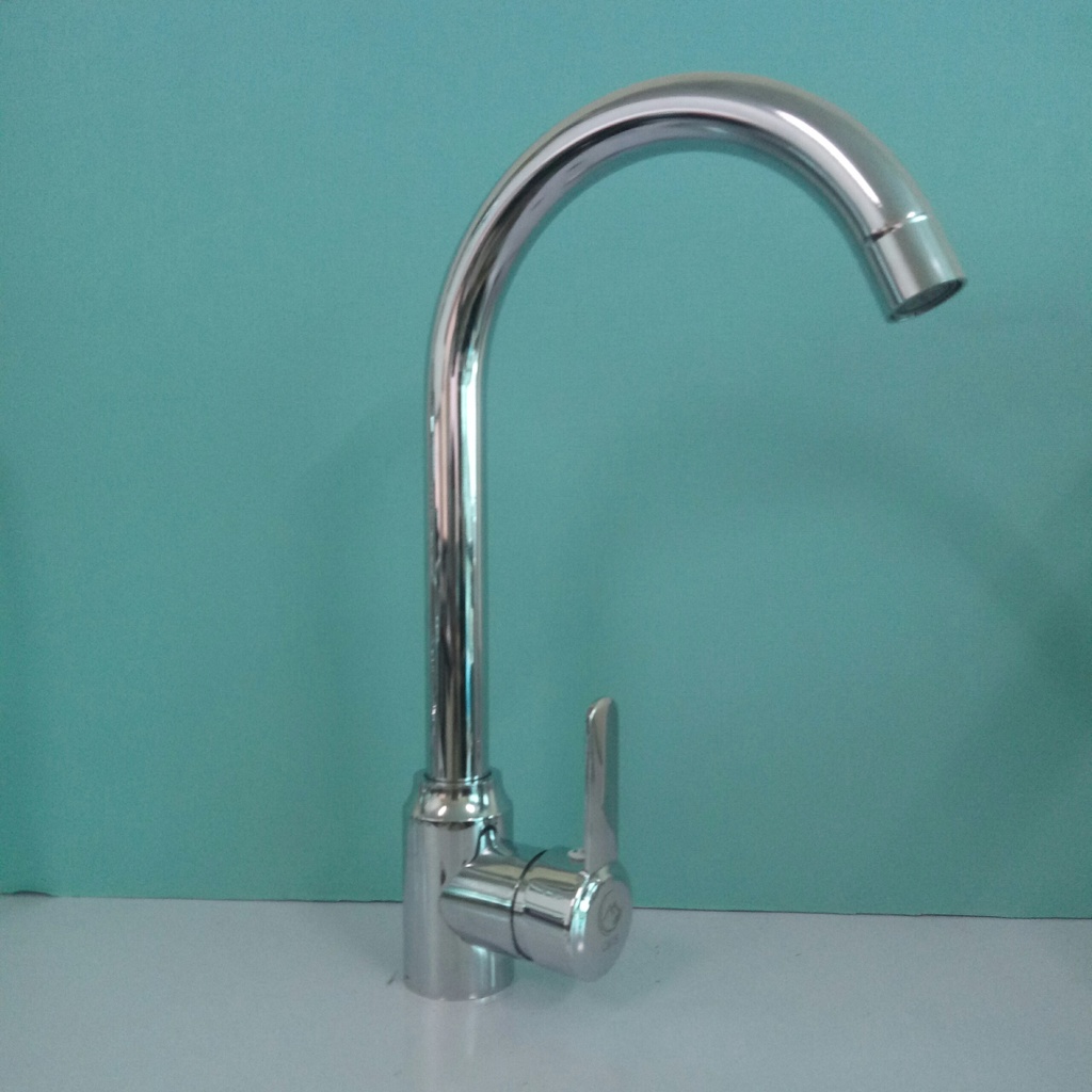 (Kèm dây cấp nước) Vòi rửa chén bát nóng lạnh inox bóng cần cứng cổ bi xoay 360 độ siêu bền tay gạt mỏng dẹt mẫu mới