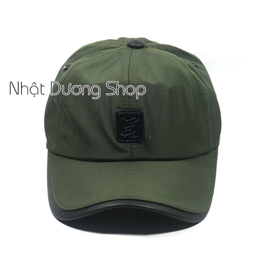 [Nhiều màu] Nón kết nam nữ thời trang vải dù trơn bóng, bọc da mỏ kết của nón độc đáo