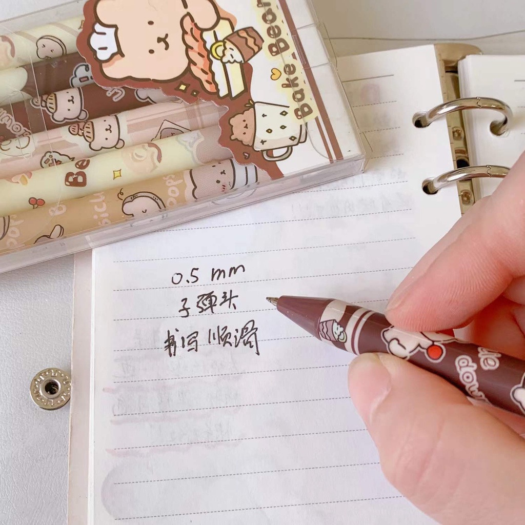 Bút Gel Văn Phòng Mực Bi Đen 0.5mm Bộ 6