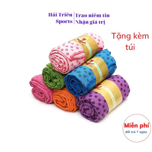 Khăn Trải Thảm Yoga microfiber Dày Chống Trượt Thấm Mồ Hôi Cao Cấp Tặng Túi Đựng Khăn Hải Triề | BigBuy360 - bigbuy360.vn