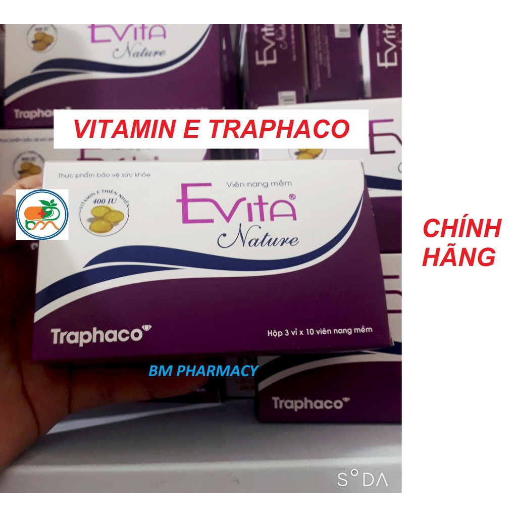 Vitamin E 400IU thiên nhiên (EVITA NATURE) Traphaco, giúp giảm nếp nhăn, sạm da, nám da, lão hóa da 