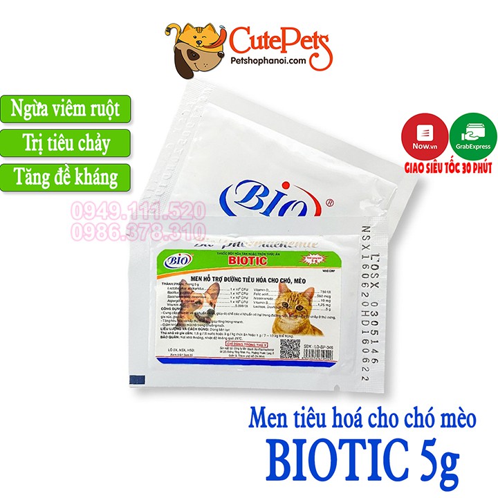 Men tiêu hóa cho chó mèo Biotic 5g Men hỗ trợ đường tiêu hóa - CutePets Phụ kiện thú cưng pet shop Hà Nội
