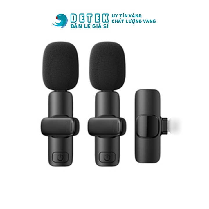 Bộ 2 Micro không dây thu âm cài áo hỗ trợ Livestream thiết bị cổng iPh, Type C Remax K03 và Bộ 1 Mic K02