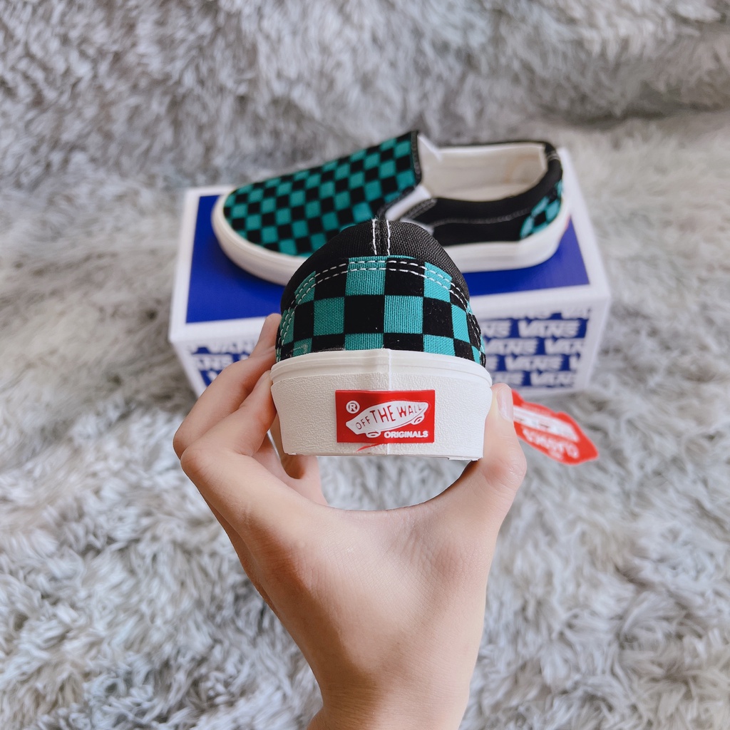 Giày vans caro xanh hàng 1:1 chất lượng