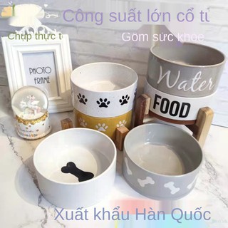 bát sứ con chó bằng sứ loại vừa, bát ăn cho mèo, khung gỗ, bát ăn cho chó mèo chân cao chống - bát nước úp dành cho chó
