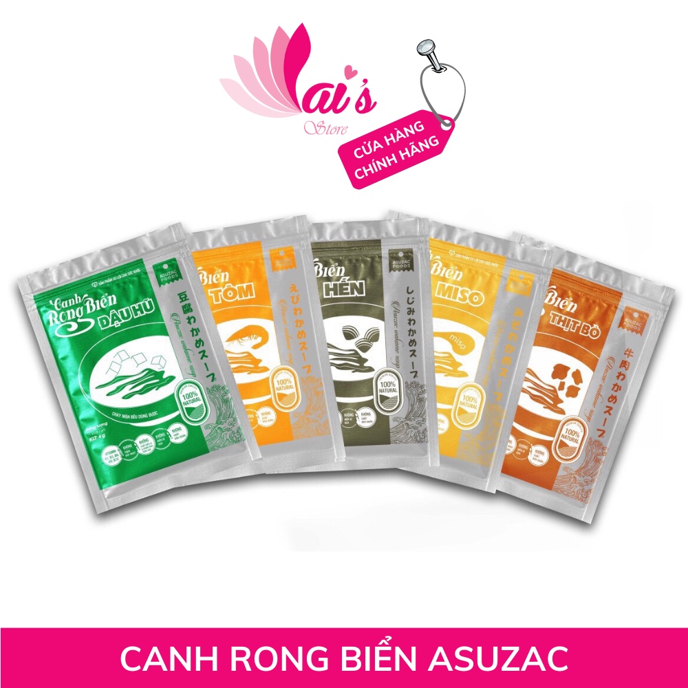 Canh Rong Biển Asuzac (1 Gói) Đậu Hũ, Thịt Bò, Tôm, Miso, Hến, Thịt Thật, Dinh Dưỡng Cao, Chay Mặn Đều Dùng Được