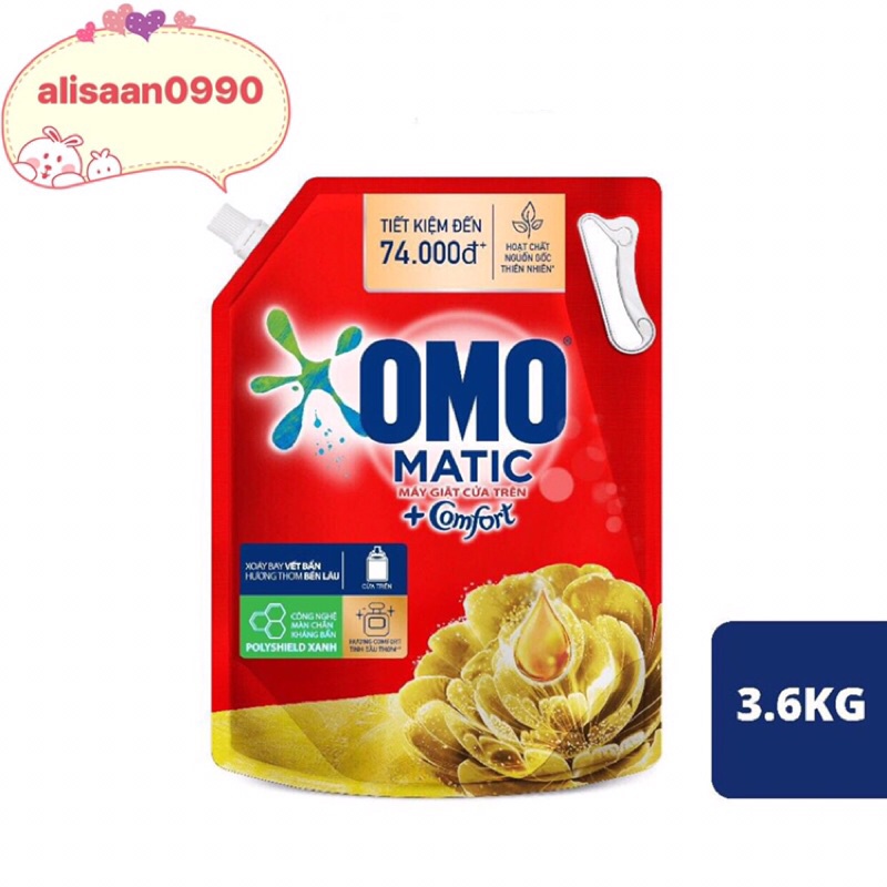 NƯỚC GIẶT OMO TINH DẦU THƠM TÚI 3,6KG