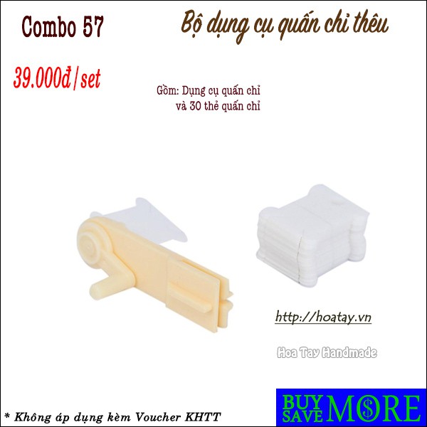 Combo 57 -  Dụng cụ quấn và 30 Bobbin quấn chỉ thêu, len sợi.