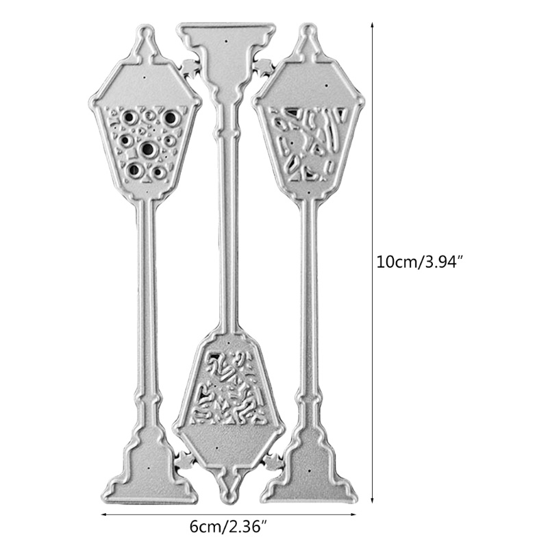QQ Khuôn Cắt Giấy Kim Loại Hình Đèn Đường Trang Trí Sổ Lưu Niệm DIY