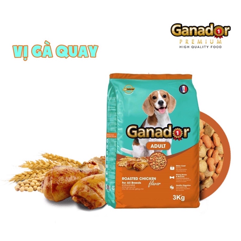 Thức ăn cho chó con và chó trưởng thành GANADOR đủ vị - Cá hồi, cừu, trứng sữa gói 400gr