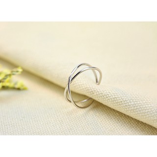 Nhẫn X Bạc 925 tự điều chỉnh size theo ý thích phong cách Minimalism - Florence by T