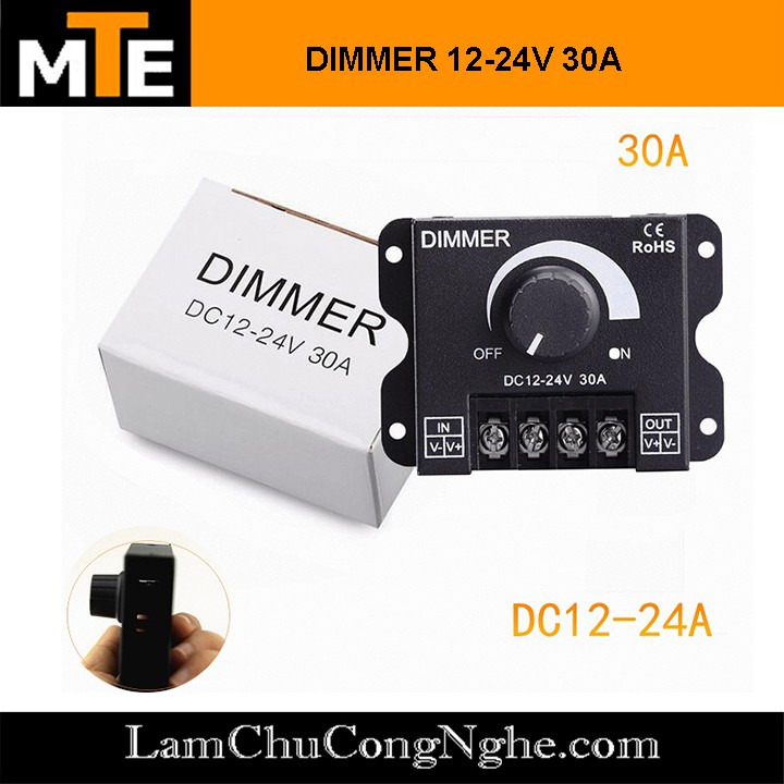 DIMMER LED 12-24V 30A – thay đổi độ sáng đèn led, led dây 5050, 3528,..