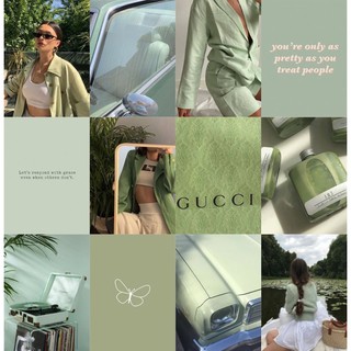 Wall collage- Set 12 poster decor dán tường trang trí phòng ngủ-Xanh lá