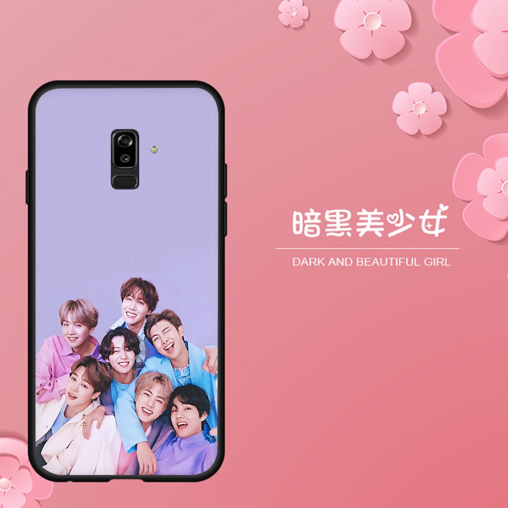 Ốp điện thoại TPU silicone màu đen in hình nhóm BTS chống rơi vỡ cho Samsung Galaxy J6 2018 J6 Plus J6 Prime J8 2018