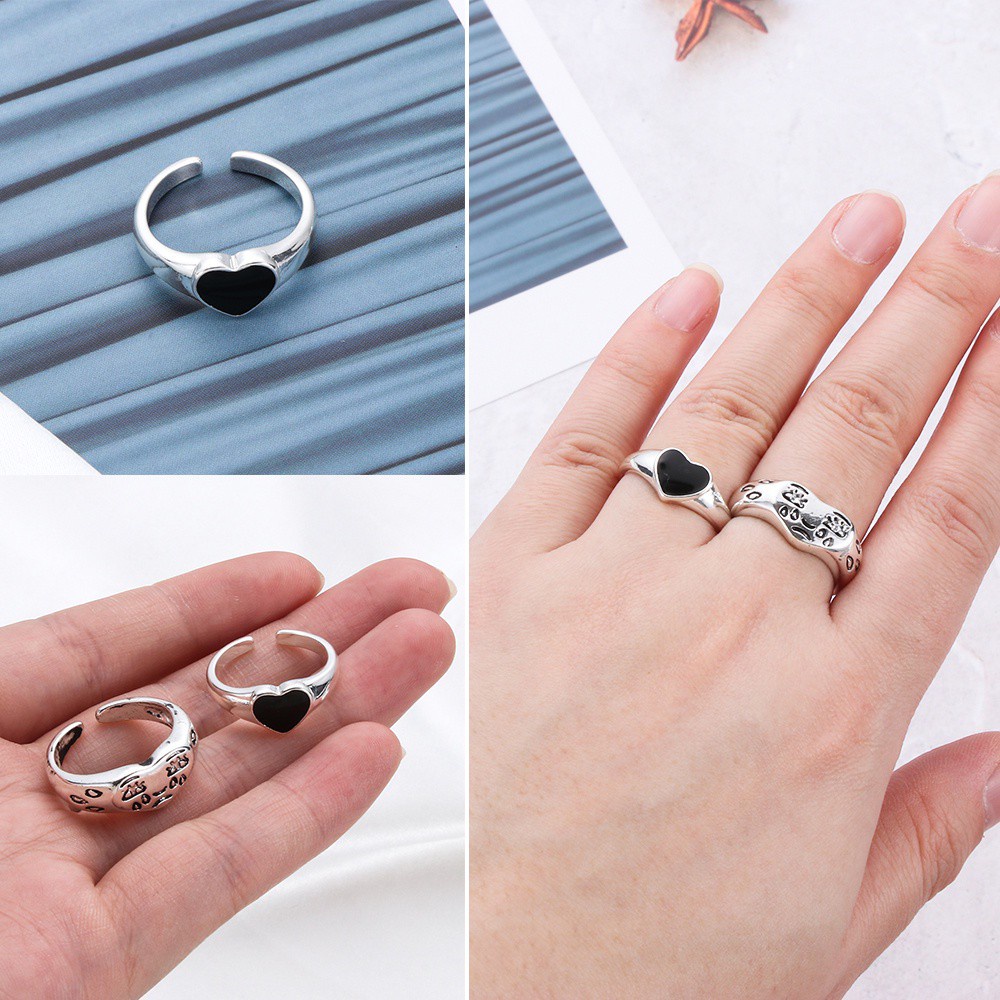 Nhẫn Hình Trái Tim Phối Dây Xích Thời Trang Cho Nữ