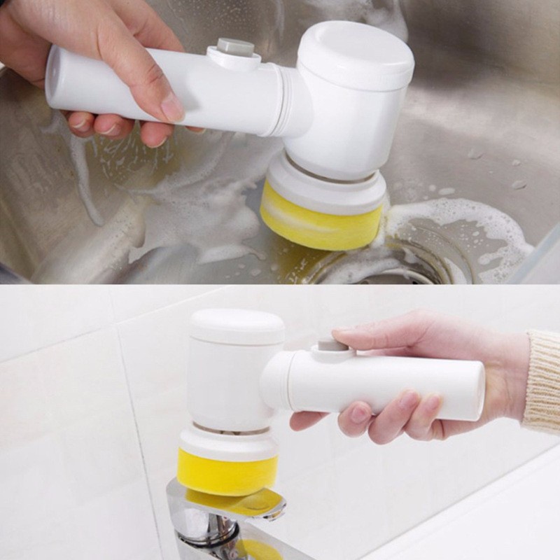 Máy Cọ Rửa Xoong Nồi Bát Đĩa Tự Động Cầm Tay, Dụng Cụ Cọ Rửa Vệ Sinh Bếp Sạc Pin Không Dây 1500 mAh 5in1 (SP200372)