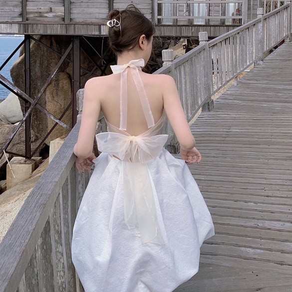 Đầm 2 dây ôm dáng màu trơn phong cách thời trang mùa hè cho nữ váy trắng sexy