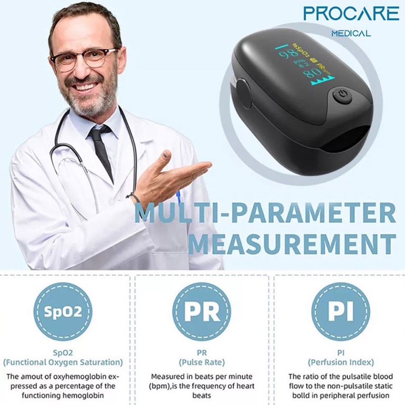 Máy đo nồng độ Oxy trong máu Procare OLED thế hệ mới, đo nồng độ oxy máu và nhịp tim, chỉ số PI , BẢO HÀNH 12 THÁNG