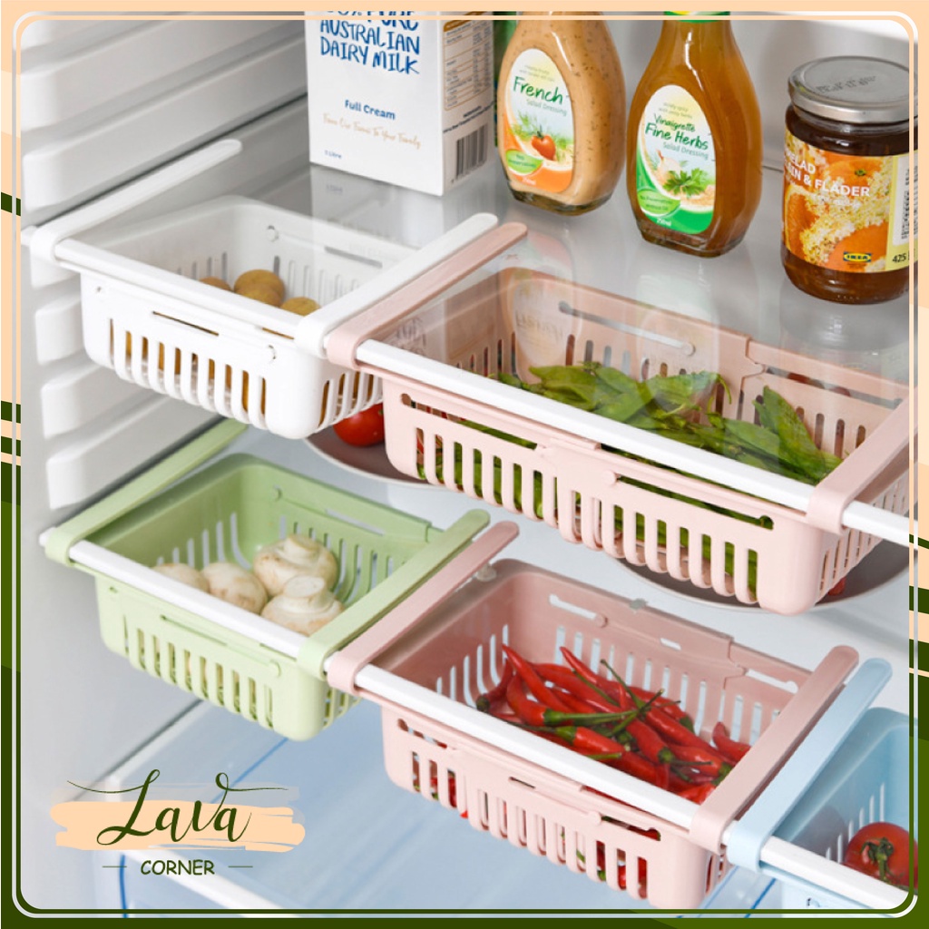 Khay Kéo Để Đồ Tủ Lạnh Đa Năng Điều Chỉnh Được Kích Thước. Kệ Nhựa Đa Năng Treo Gấp Gọn Co Giãn Tiện Lợi