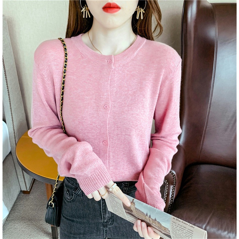 NRVP Áo Khoác Cardigan Dệt Kim Tay Dài Dáng Rộng Phong Cách Hàn Quốc Cho Nữ