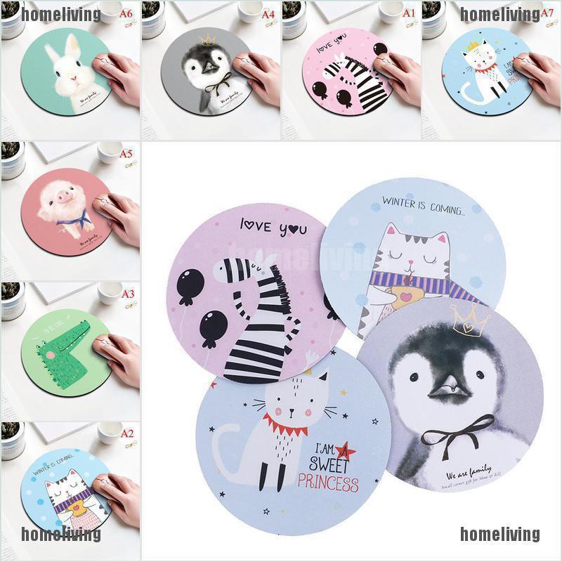 Miếng lót chuột cao su hình tròn chống trượt in chữ hoạt hình dễ thương