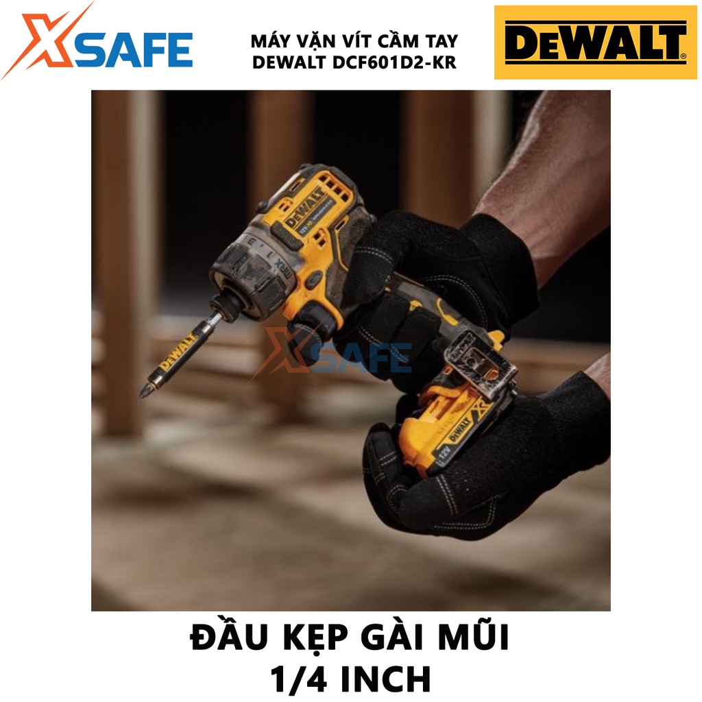 Máy vặn vít cầm tay DEWALT DCF601D2-KR Máy khoan dùng pin hiệu thế pin 12V, động cơ không chổi than, bền bỉ