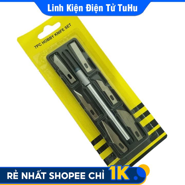 Dao Khắc Trổ Cán Bạc Kèm 6 Lưỡi Khắc Trổ Đa Năng