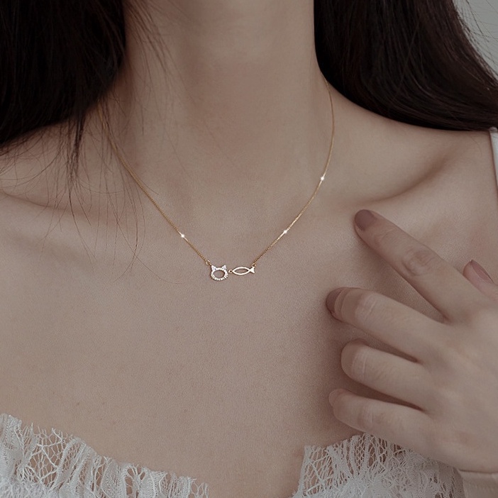|KHÔNG ĐEN GI| Dây chuyền mèo và cá