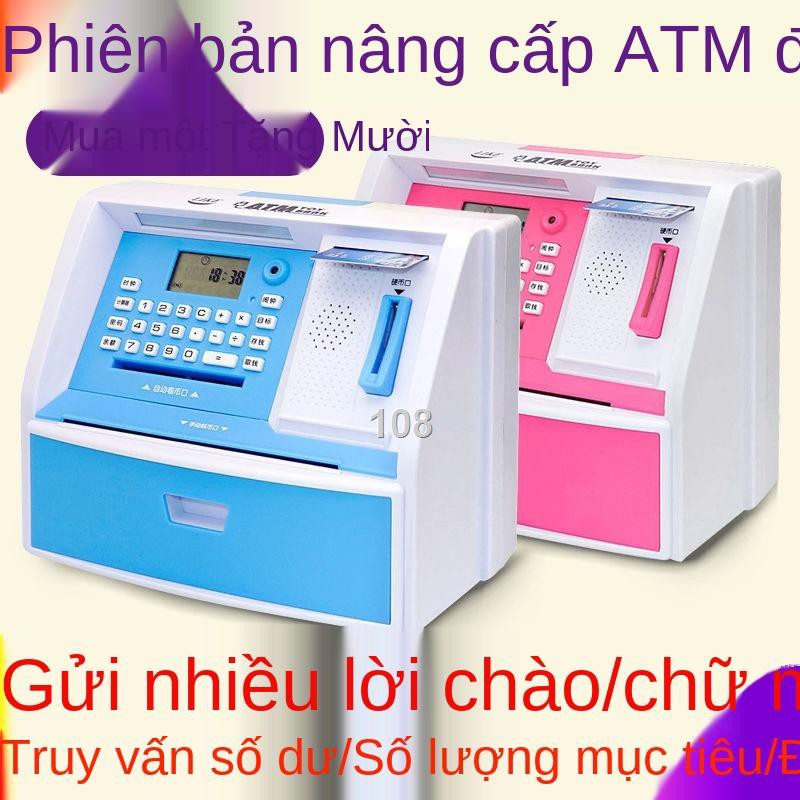 KMáy rút tiền ATM tự động của trẻ em Con heo đất Tiết kiệm Sáng tạo Douyin Hộp mật khẩu an toàn Màu đỏ